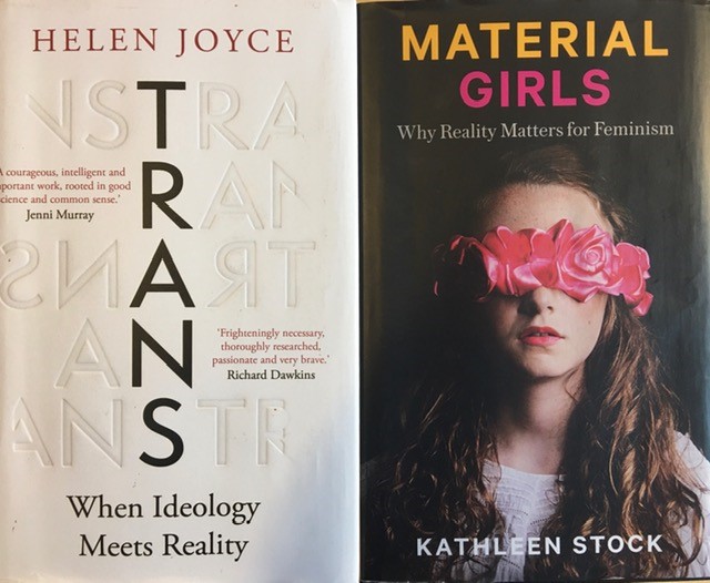 Book covers of Helen Joyce: TRANS and Kathleen Stock:Material Girls